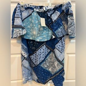 NWTO patchwork off the shoulder blouse